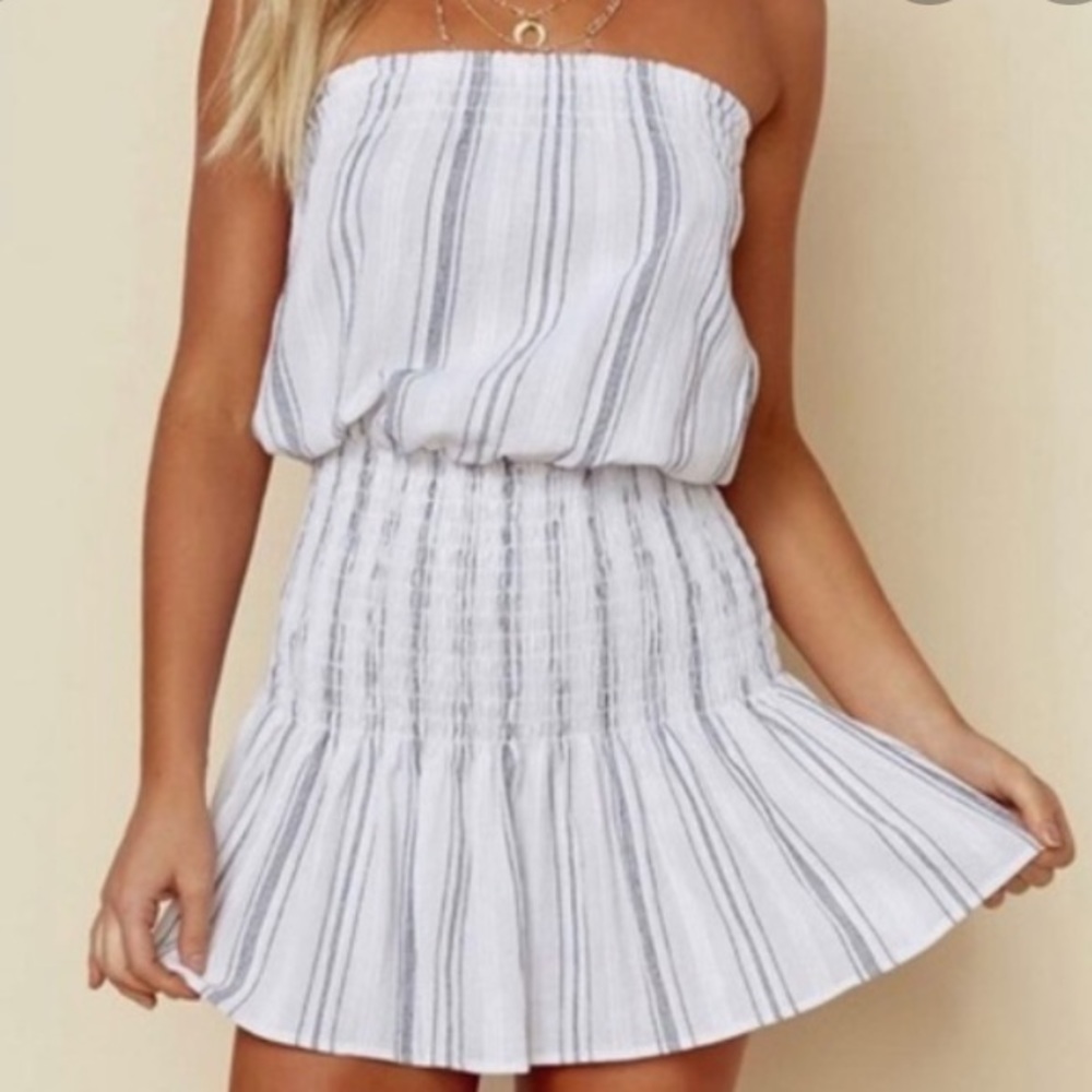 Plant Blue (BNDI) striped smocked romper/dress